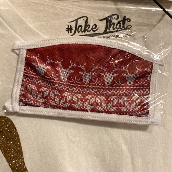 Baileyapparel.com NWOT Christmas T-shirt size 1X matching mask. Cropped - Picture 3 of 6